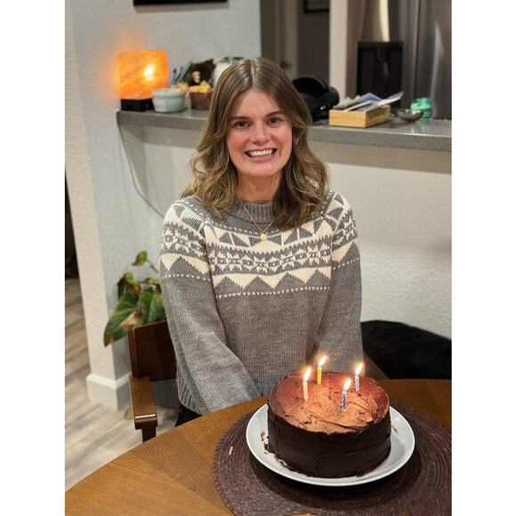 MARISSA WEBB Gray Geometric Knit Wool Blend Crewneck Nordic Sweater size Medium - Picture 10 of 11